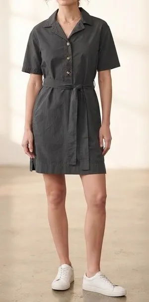 8 Seconds Shirt Dress Womens Gray Short Sleeve Belted Utility Cotton Blend M thumbnail 1