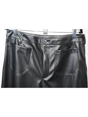 CeCe Black Faux Leather Wide Leg Pants Size L thumbnail 5