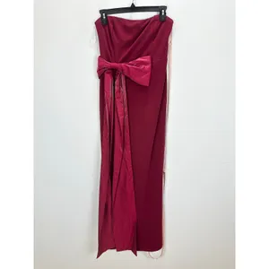 Lulus Marvelous Vision Red Strapless Bow Column Maxi Dress Formal Medium NWT thumbnail 6
