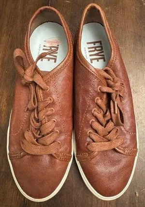 Frye maya cognac leather lace up sneakers women's 6 thumbnail 1