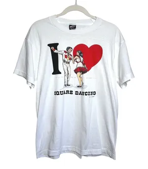 Fruit of the Loom Vintage 1988 I Love Square Dancing T Shirt‎ Single Stitch 80s Graphic Women's L thumbnail 1