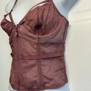 Victoria's Secret Very‎ Sexy Pink Lace Bustier Corset Bra 32C Waist Band thumbnail 2
