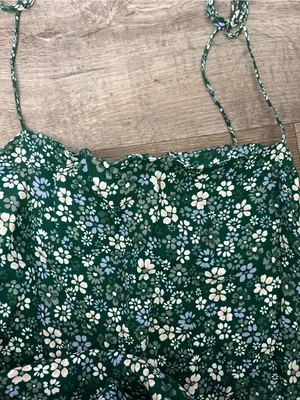 Reformation Agean Mini Dress Green Floral Print Tie Strap Shoulders Size 4 thumbnail 5