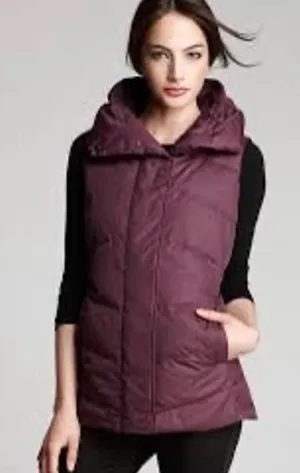 Eileen Fisher Down Puffer Vest High Collar in Plum Size Medium thumbnail 1