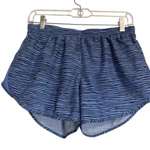 Nike Dri-FIT Womens Running‎ Shorts Blue Black Wave Print Size M Zip Pocket thumbnail 4
