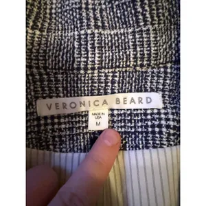 Veronica‎ Beard Fiona Coat Women's Medium Blue Multi Plaid Long Wool Blend Fall thumbnail 7