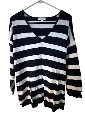 NorthStyle Striped Pullover Sweater Striped Navy White Large thumbnail 1
