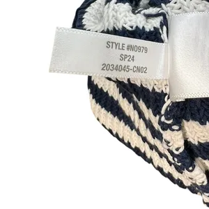 Madewell Ribbed Half-Zip Sweater in Stripe Ivory White Navy Blue‎ Size XXL thumbnail 14