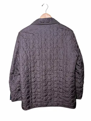 Coach Signature Quilted Jacket Brown Blue Lined Y2K Preppy Size Medium thumbnail 3