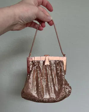 Rose Gold Anthropologie Metallic Chainmail Clutch thumbnail 1