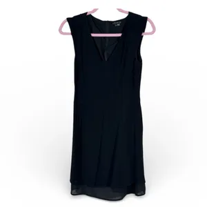 Theory Black Sleeveless Mini Dress Womens 4 Classic LBD Corpcore Preppy Wrap thumbnail 2