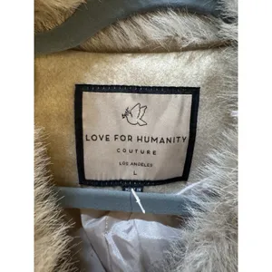 Love for Humanity the Maine Overcoat Faux Fur Collar Size Large Double Breasted thumbnail 4