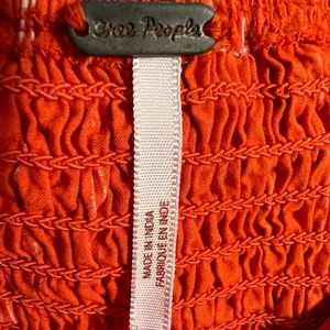 Free People Women's Orange Striped Puff Sleeve Crop Top Blouse Size XS thumbnail 5