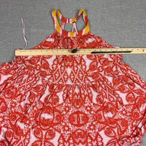 Free People Tank Tunic Womens M Red Paisley Halter Keyhole Lightweight thumbnail 6