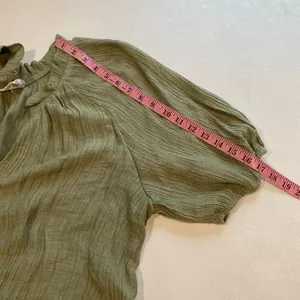 Blu Pepper Perch Sage Green Crinkle Tunic Blouse V Neck 3X Plus Size thumbnail 8