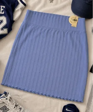 OFFLINE By Aerie Blue Ribbed Mini‎ Skirt NWT Medium Stretch Tenniscore Y2K thumbnail 1