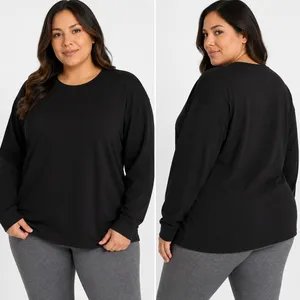 Athletic Works Womens Sweatshirt Size XL Black Fleece Crewneck Relaxed Cozy Fit thumbnail 2