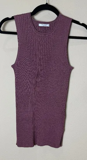 MM LaFleur Ribbed Knit Mauve Pink Sweater Sleeveless Top Size XS thumbnail 1