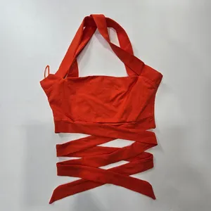 Superdown Elva Halter Tie Top in Poppy thumbnail 3