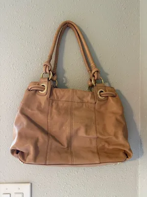 Michael Kors Cognac Leather Shoulder Tote thumbnail 3