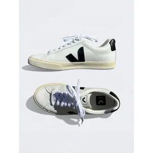 Veja Esplar Leather Sneakers White Black Low Top Lace Up Women’s Size 6 Minimal thumbnail 2