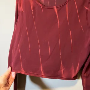 Lululemon Red Orange Tie Dye Wunder Train Cropped Long Sleeve Athletic Shirt 10 thumbnail 5