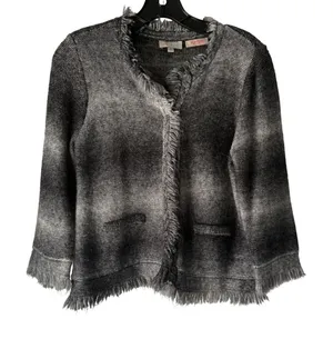 The Limited Scandal Collection Gray Fringe Knit Cardigan Sweater Wool‎ Blend thumbnail 1
