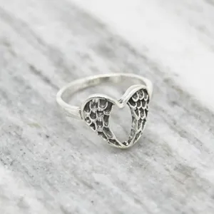 Gothic Angel Wings Ring Silver thumbnail 2