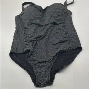 Elegant Black and White Polka Dot Women's One Piece Swimsuit thumbnail 11