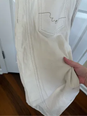 Free People We The Free Good Luck Barrel Overalls in Milk XS thumbnail 9