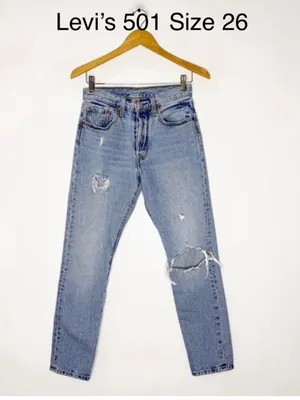 Levi’s 501 S Original Fit Jeans Size 26 / 2 Distressed Light Wash Straight Leg thumbnail 6