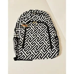 Retro vibe White/black chevron full sz backpack padded book bag school work sack thumbnail 2