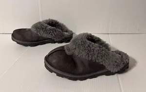 UGG Women's Charcoal Sheepskin Slippers women size 7 thumbnail 1