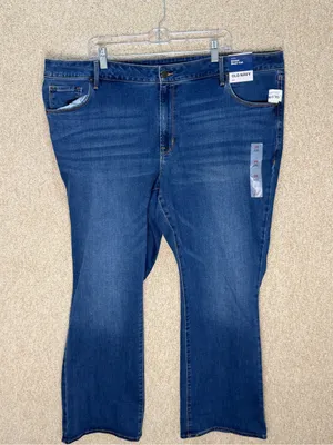 NWT Old Navy mid rise kicker boot cut denim jeans‎ plus size 24 cotton blend thumbnail 1