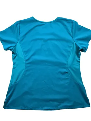 Healing Hands Purple Label Yoga Scrub Top Teal Blue XL V-Neck Stretch thumbnail 7