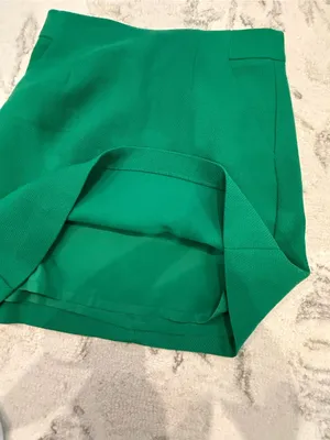 Ann Taylor NWT Emerald Green Textured A-Line Skirt Size 10 Petite Pockets thumbnail 6