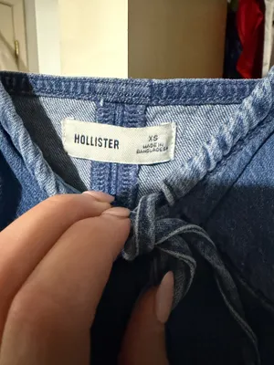 Hollister denim mini dress cherry graphic on side thumbnail 4