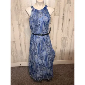 Tommy Hilfiger Blue Paisley Halter Maxi Dress Size 6 thumbnail 2