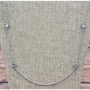 Ann Taylor Silver-Tone Long Chain Necklace With Clear Crystal Accents 36 Inches thumbnail 5