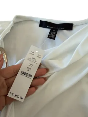 WHITE HOUSE BLACK MARKET White Ruched Short Sleeve Top Sz Small NEW NWT thumbnail 3