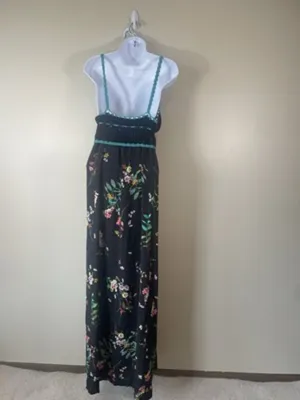 Willow & Clay Floral Crochet Top Maxi Dress, V-neck Spaghetti straps, Size M‎ thumbnail 5