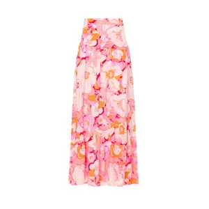 MinkPink Pink Tiered Ruffle Maxi Skirt XS Cottagecore Boho Vacation Full $129 thumbnail 5