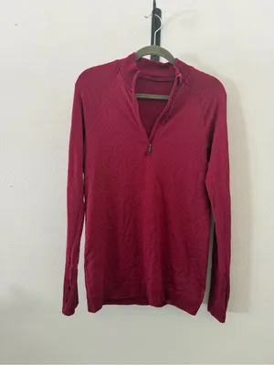 Lululemon Rest Less 1/2 Zip Star Ruby Long Sleeve Top thumbnail 4