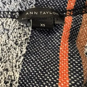 ANN TAYLOR Boucle Tweed‎ Fringe Hems Stripe Print S/S Top NWOT XS thumbnail 10