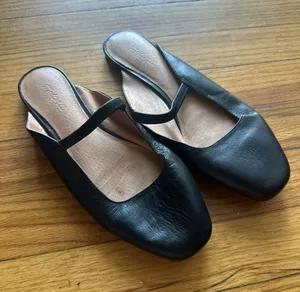 Madewell The Greta Ballet Flat Mule Black Leather Square Toe Slip On 6.5 thumbnail 1