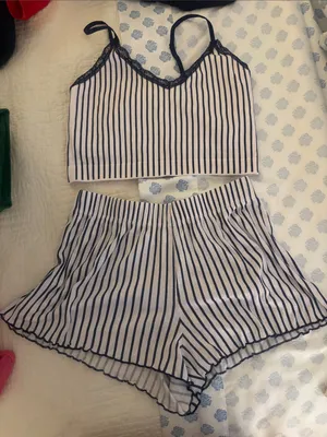 Striped Black & White Sleep Shorts - Women's Lounge Shorts thumbnail 1