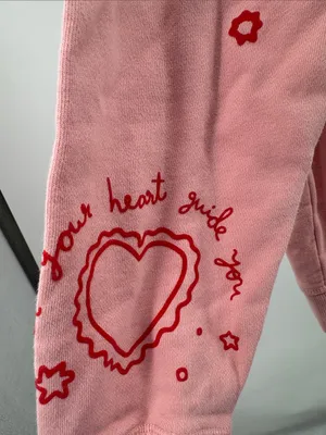 ban.do Pastel Pink Sweatshirt red floral hearts trust where you are M casual thumbnail 8