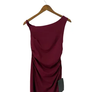 Lulus Becca Burgundy Twisted One-Shoulder Mini Dress size Small NWT thumbnail 6