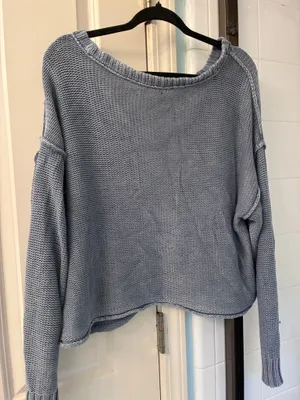 American Eagle Outfitters Sweater Womens L Cropped Crew Neck Washed Slouchy Boxy thumbnail 5