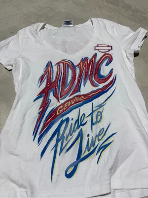 Harley Davidson White Graphic V-Neck Tee ride to Live XS Florida thumbnail 2